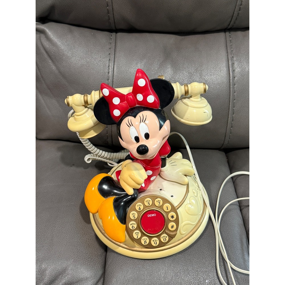 Vintage Disney Telemania Minnie Mouse Desk Telephone Segan Retro Corded Phone‎